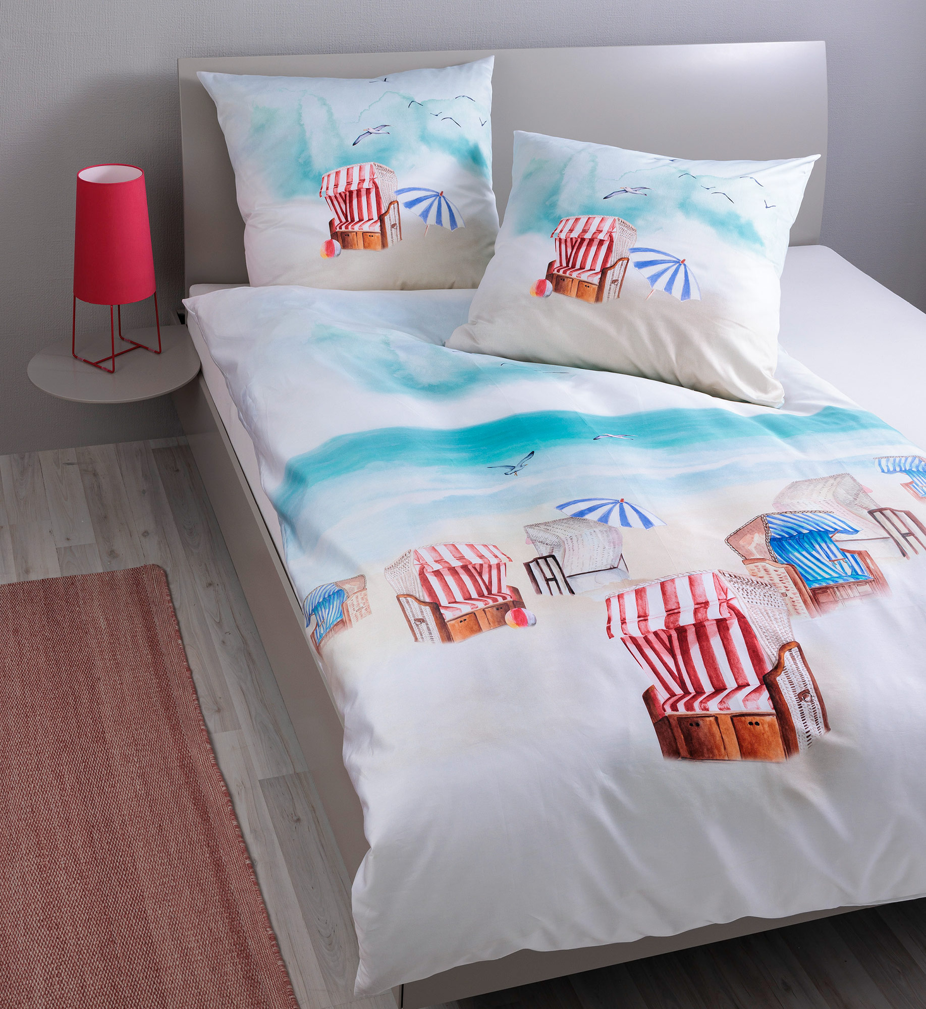 Janine Mako Satin Bettwäsche modern art S | 02 himmelblau