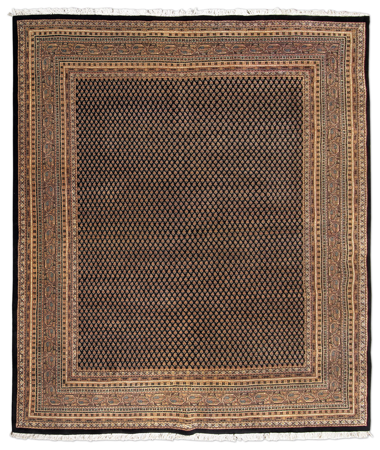 Mir Royal Orientteppich neu schwarz Indien | Neuseelandwolle 196 x 146 cm