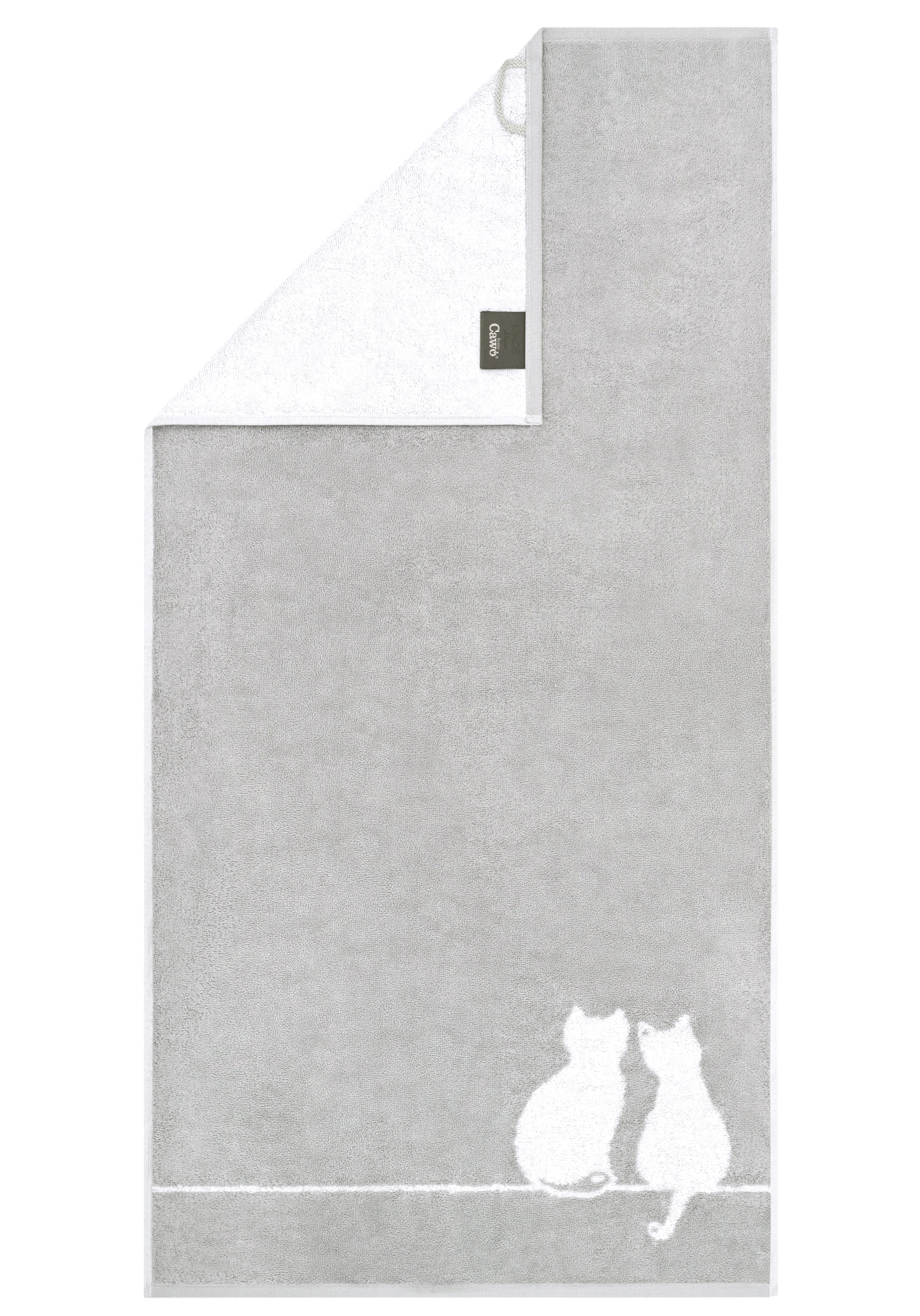 Cawö Handtuch Cute Cats | 76 platin/weiß