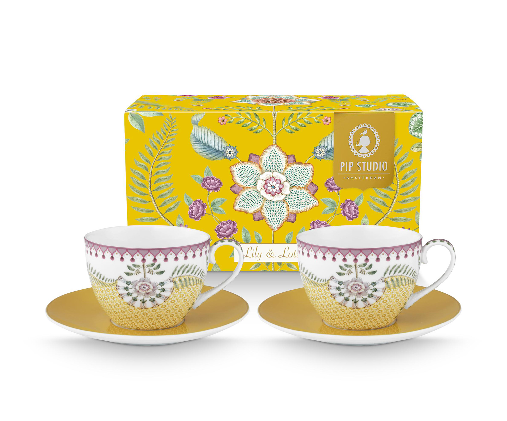 Pip Studio 3er Set Tasse & Untertasse Lily & Lotus | Yellow