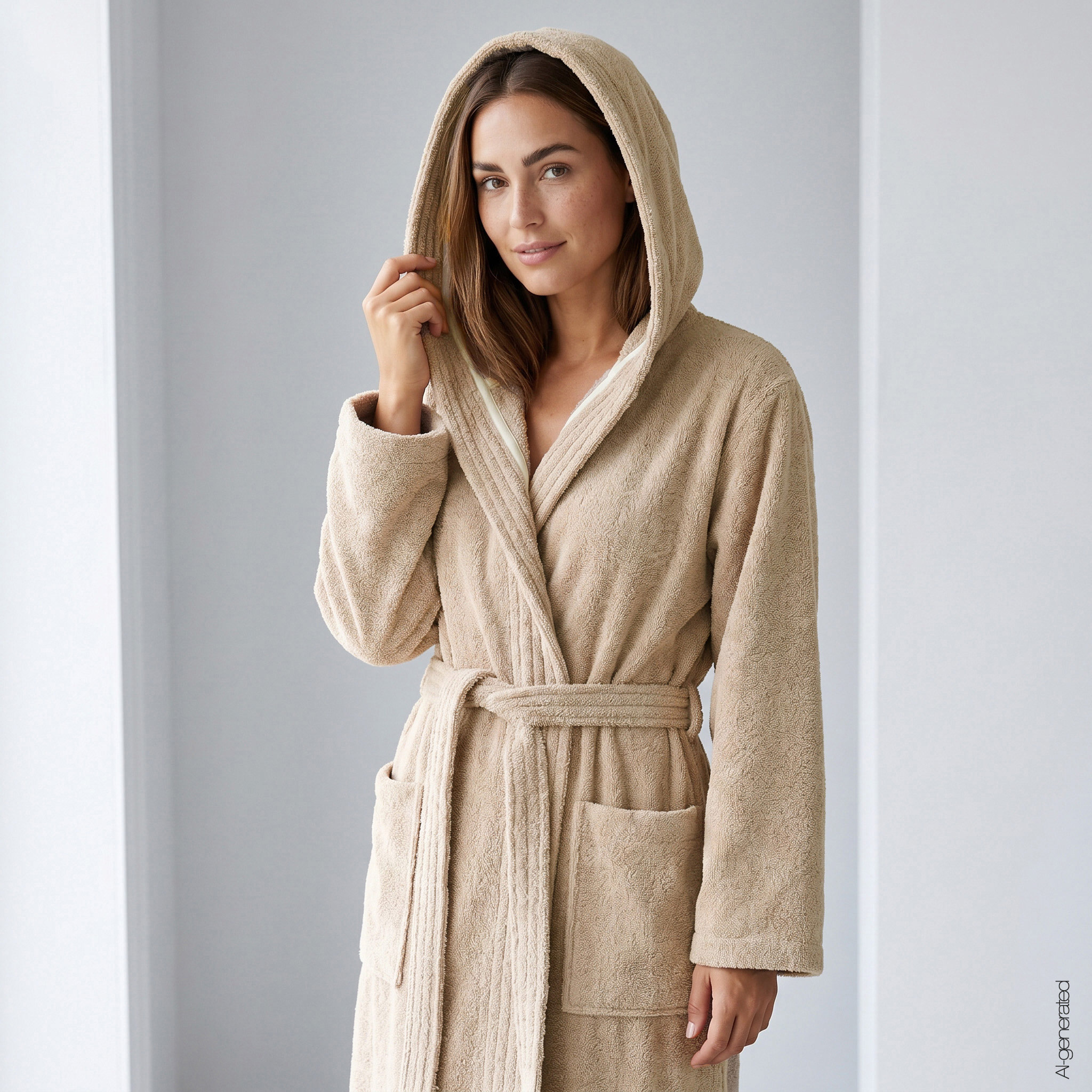 Cawö Damen Kapuze-Bademantel  852 | 375 sand
