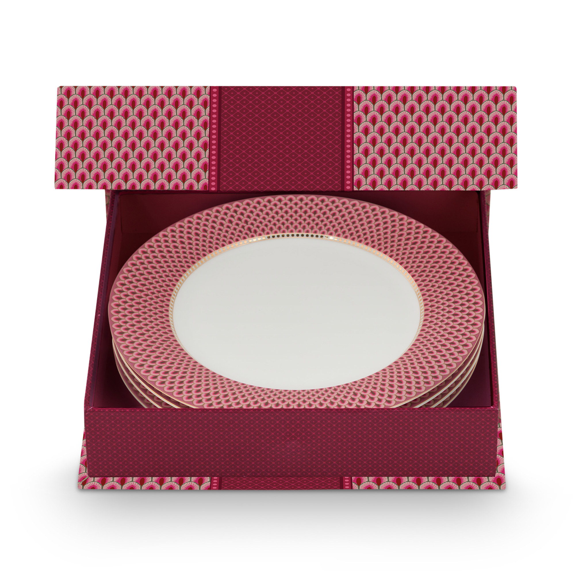 Pip Studio 4er Set Teller Muschel Flower Festival | Dunkelpi