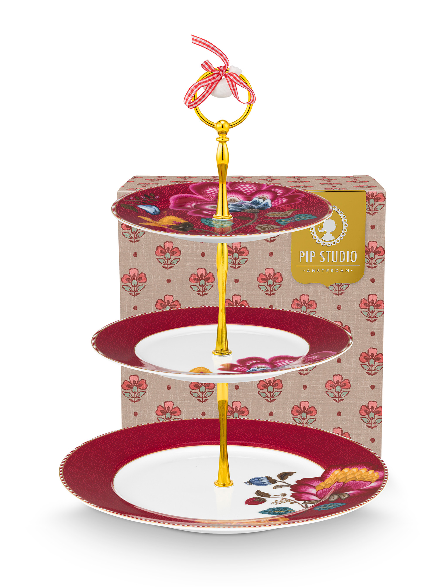 Pip Studio Etagere Kuchenständer Blooming Tales | Dark Red