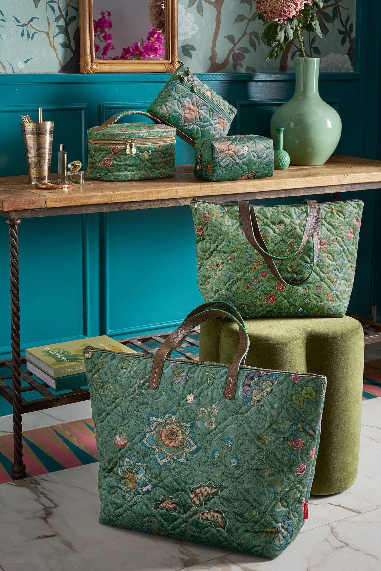 Pip Studio Tragetasche Tilda Flora Bangelore | grün