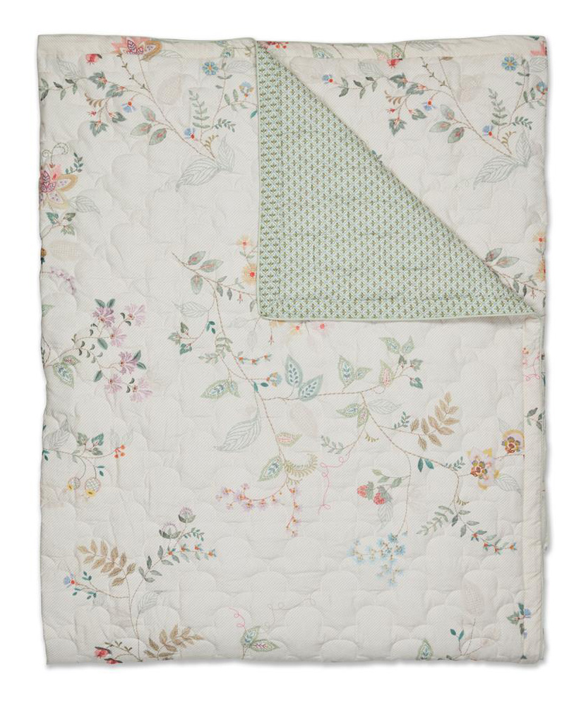 Pip Studio Tagesdecke Quilt Kili Flower | weiss