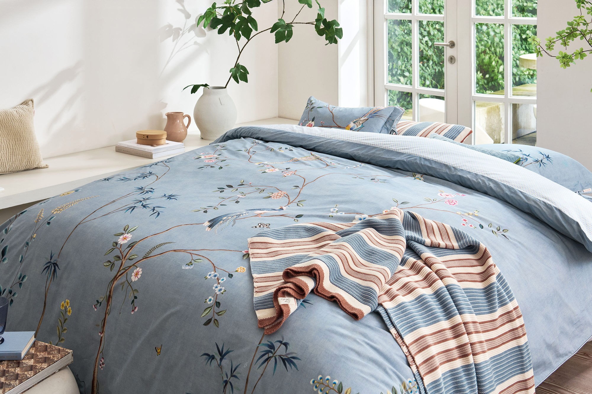 Pip Studio Perkalbettwäsche Bamboo Blossom | Hellblau