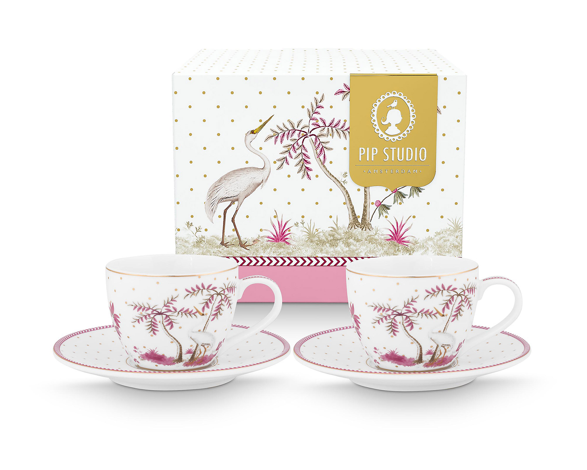 Pip Studio 2er Set Espresso Tasse & Untertasse Jolie | gold