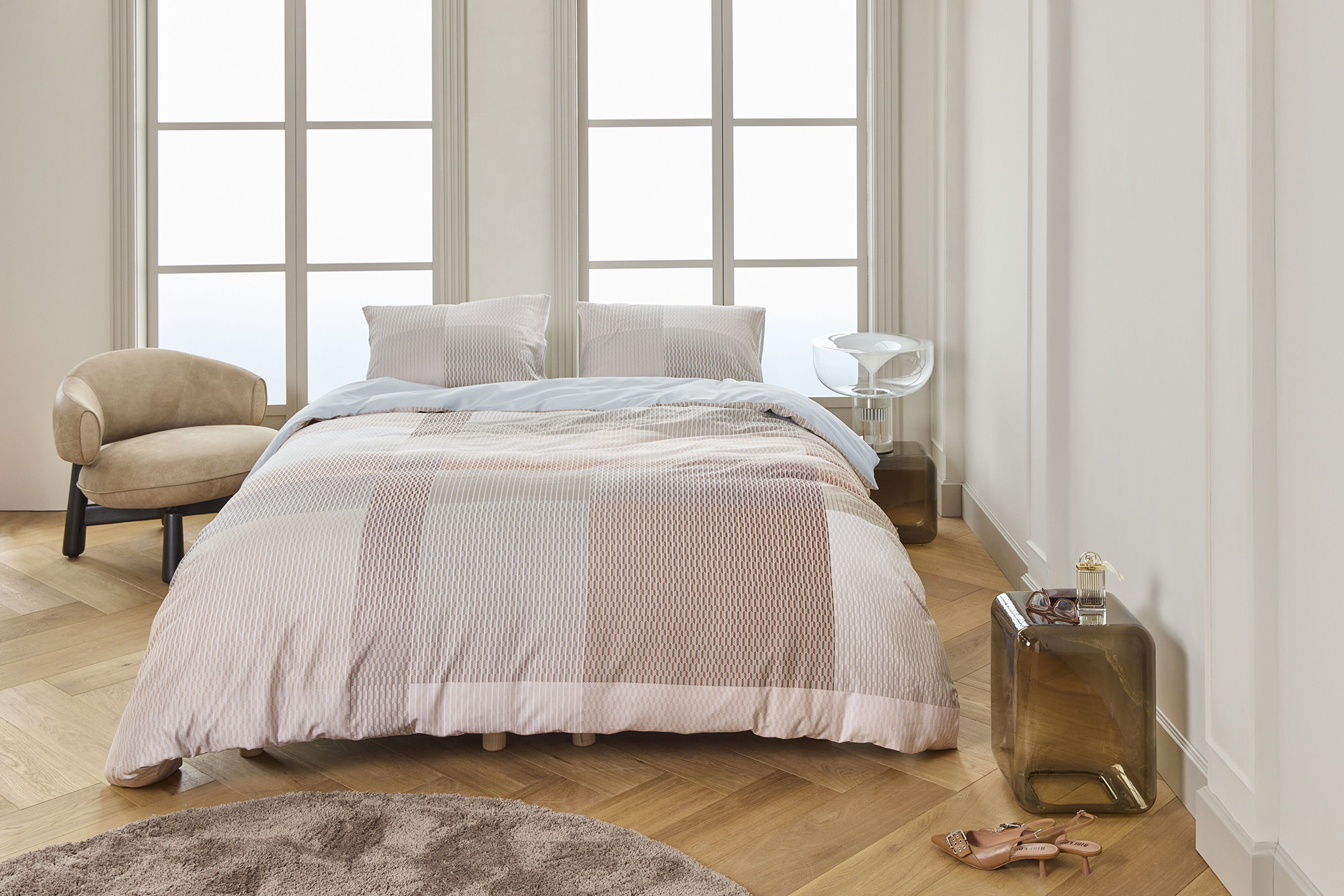 Beddinghouse Satin-Bettwäsche Digital Weave | grau-grün