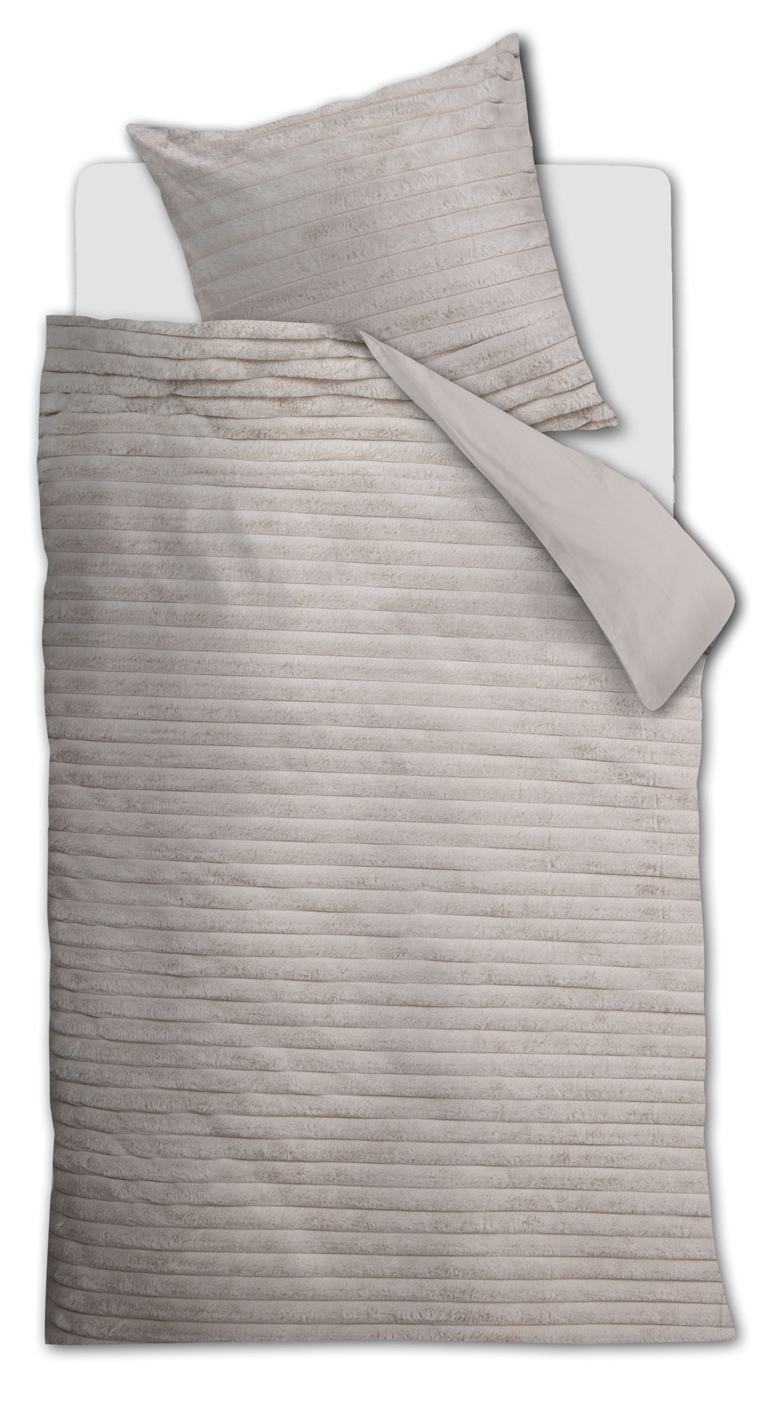 Riviera Maison Baumwoll-Bettwäsche Furry Stripes | Creme