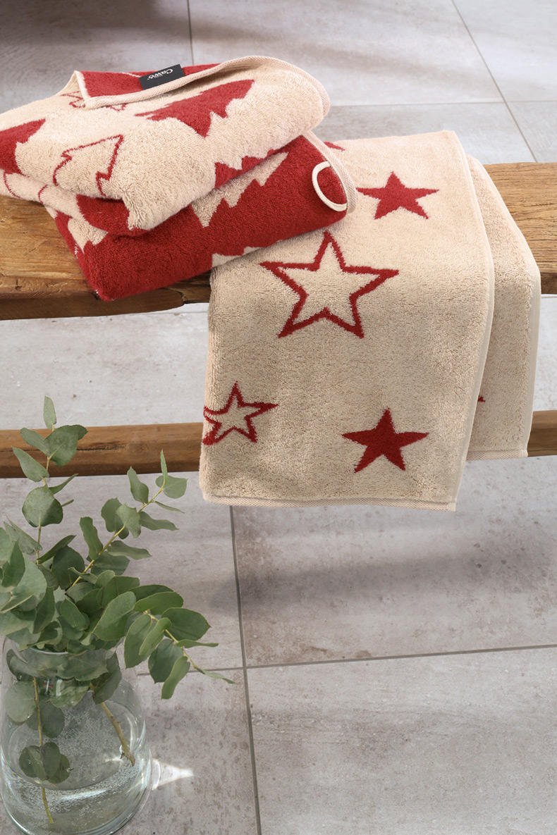 Cawö Handtuch Christmas Edition 792 | 32 natur-rot