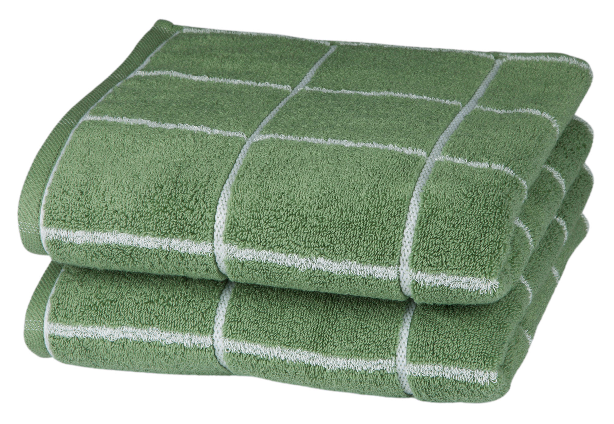 Ross Handtuch Sensual Skin Karo 9032 | 32 Piniengrün-Weiß