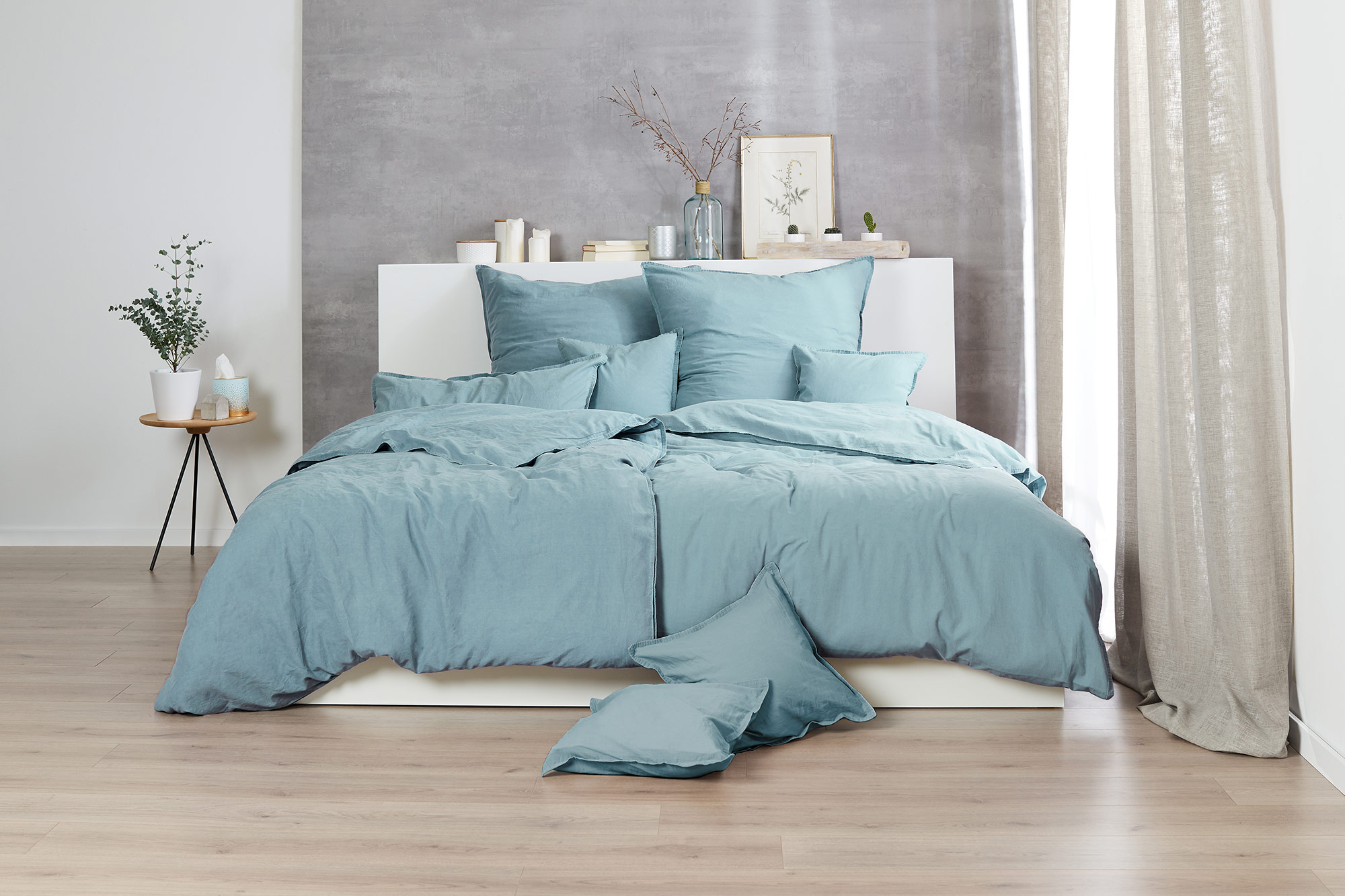 Thomas Renforce-Bettwäsche Stonewashed  | 588 grau-grün