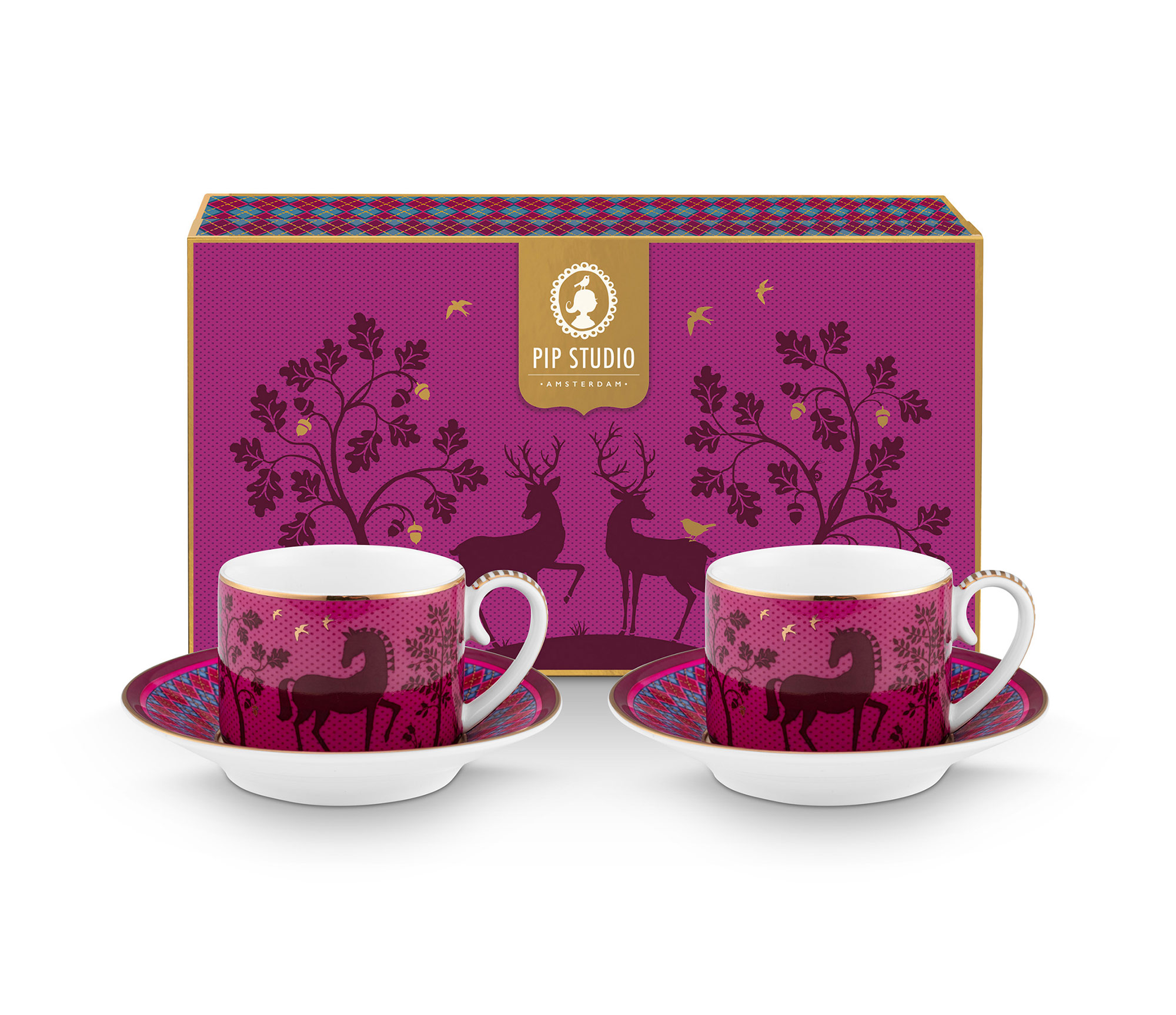 Pip Studio 2er Set Espressotassen Deerest Darling | Pink