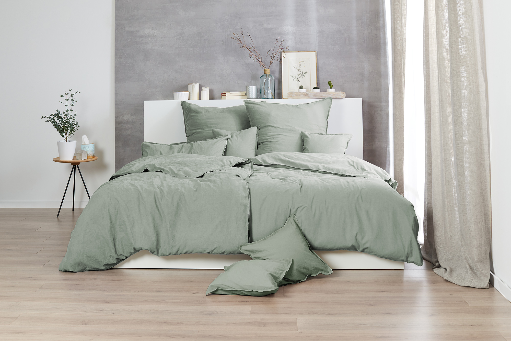 Thomas Renforce-Bettwäsche Stonewashed  | 518 olive