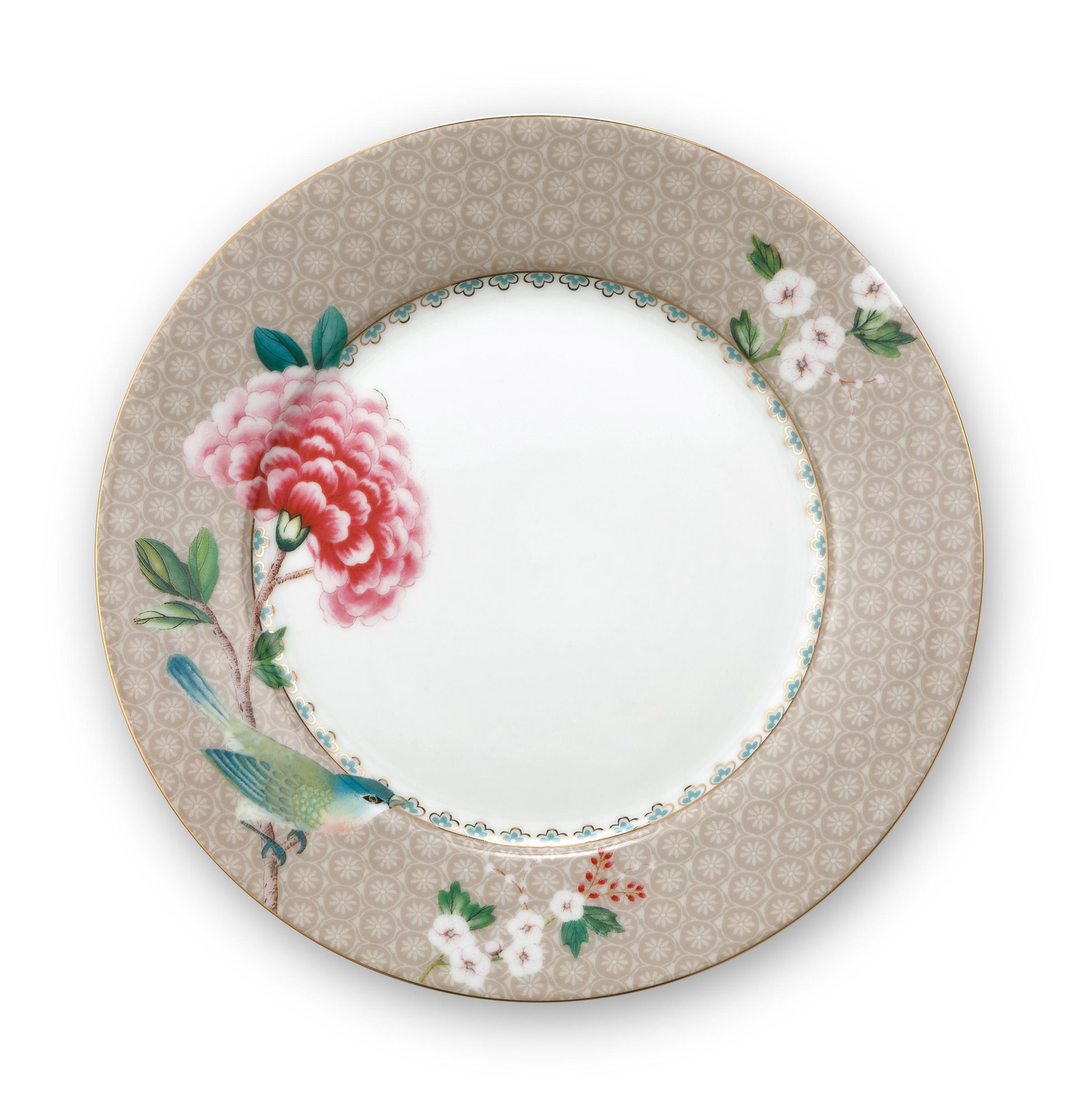 Pip Studio Frühstücksteller Blushing Birds | khaki