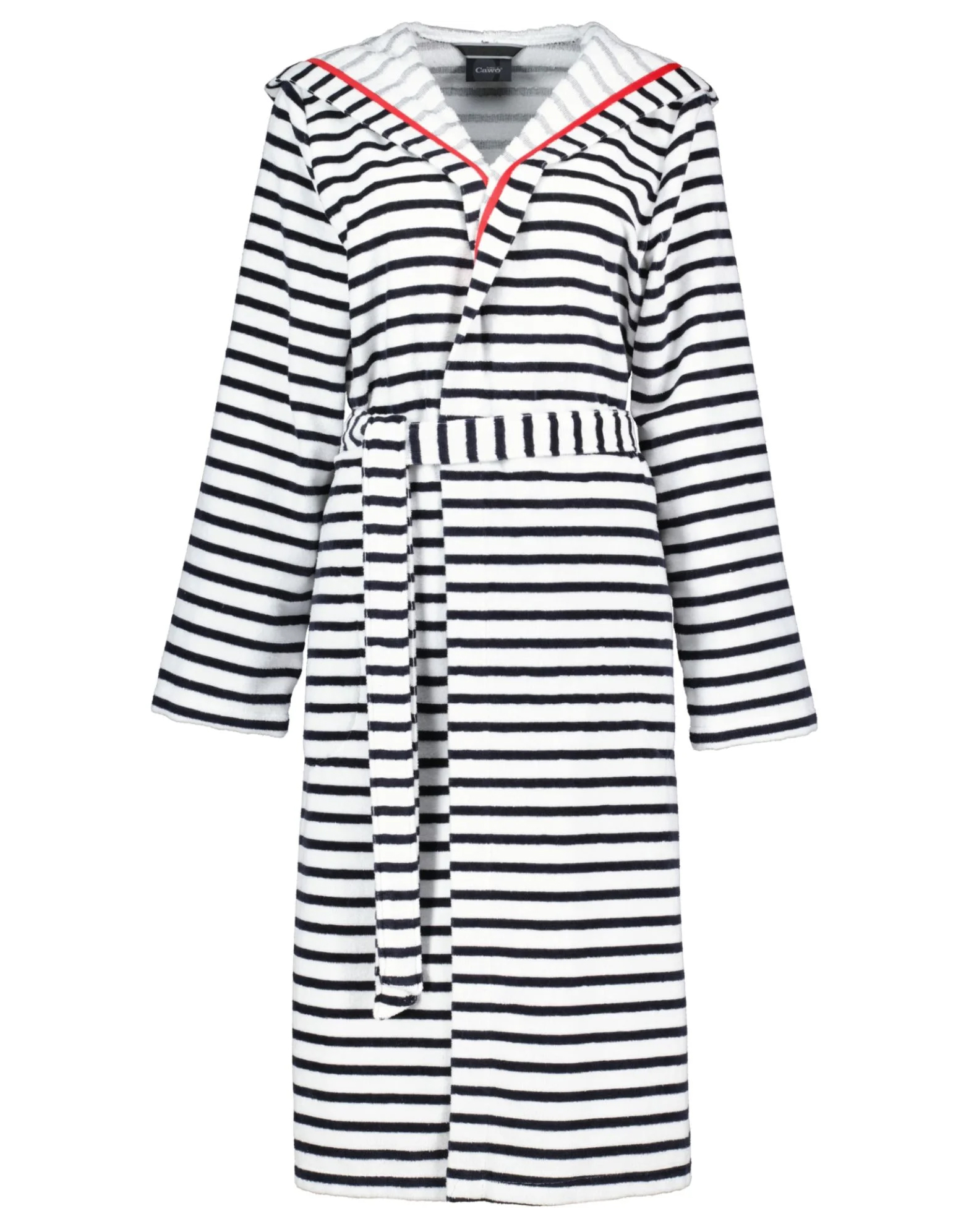 Cawö Damen Kapuze-Bademantel 1243 | 96 schwarz-weiß
