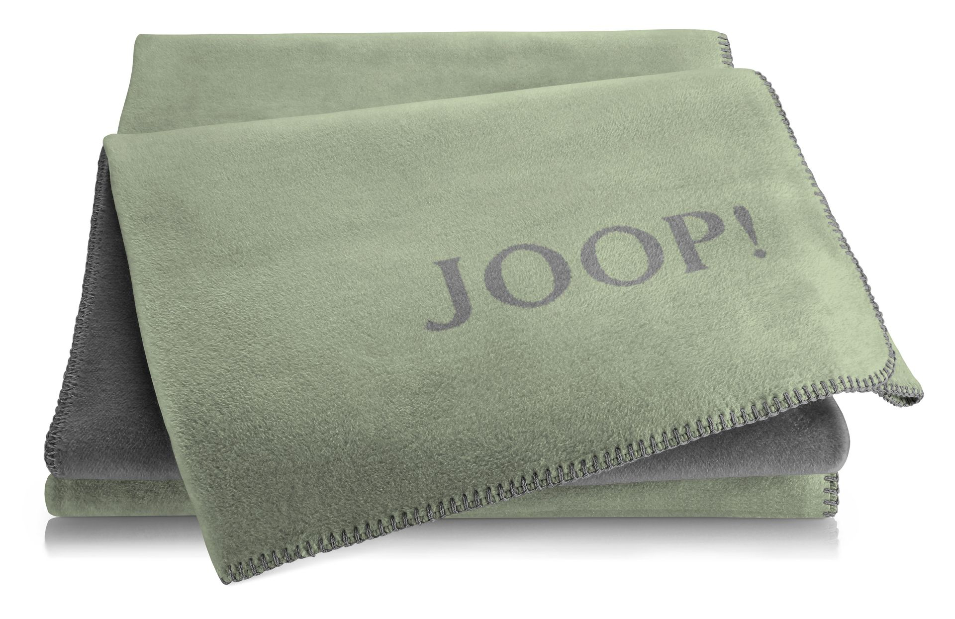 JOOP Plaid/Wohndecke UNI-Doubleface | Oliv-Stein