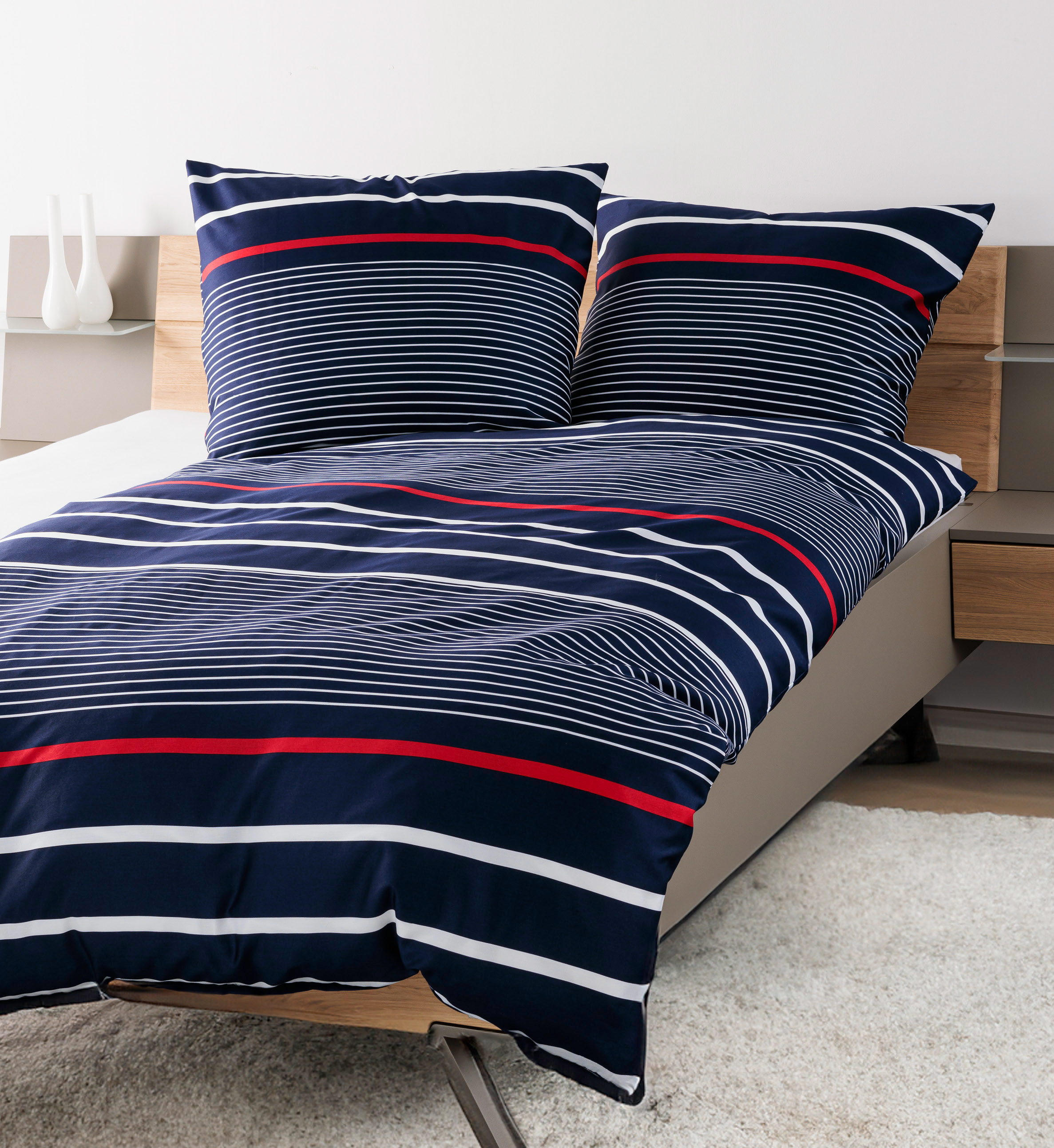 Janine Mako Satin Bettwäsche J. D. | 02 maritimblau