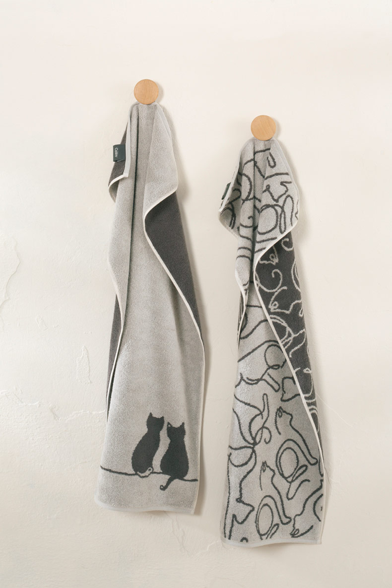 Cawö Handtuch Cute Cats | 70 platin/basalt