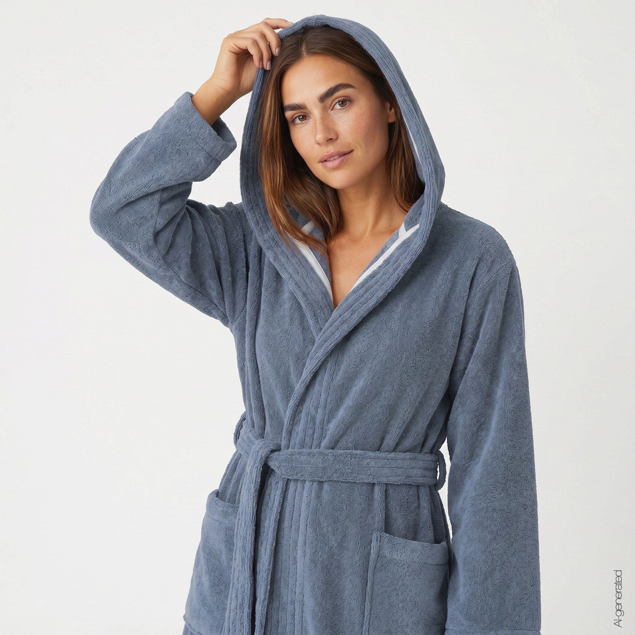 Cawö Damen Kapuze-Bademantel  852 | 119 nachtblau