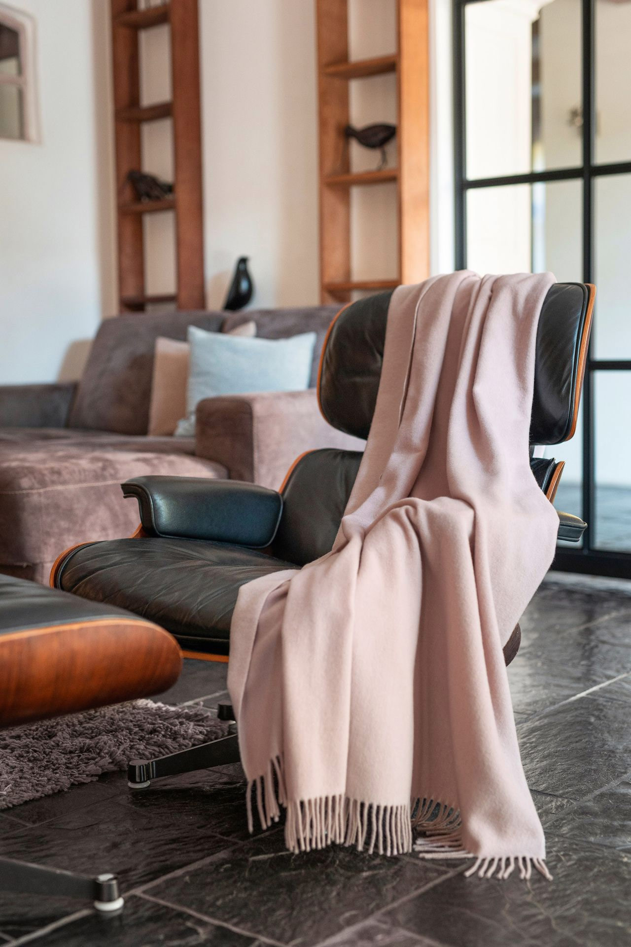 Biederlack Plaid / Decke rosé-ecru