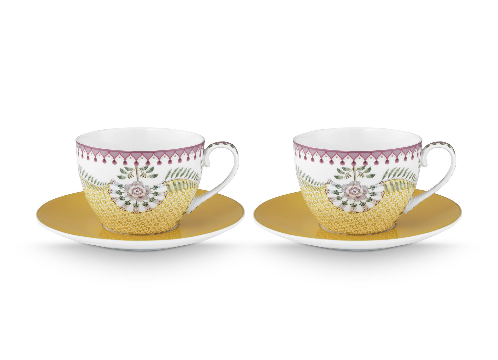 Pip Studio 3er Set Tasse & Untertasse Lily & Lotus | Yellow