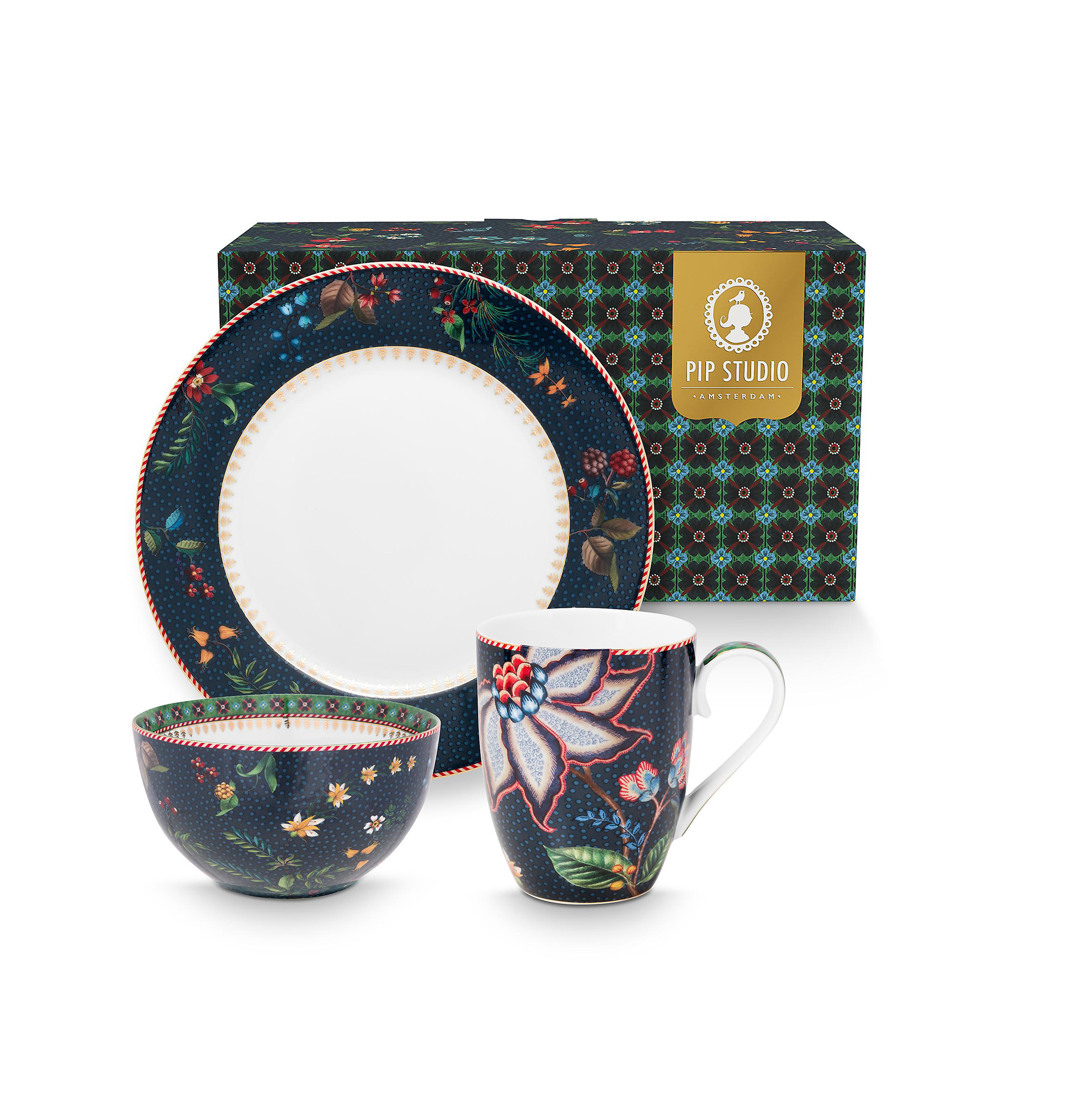 Pip Studio 3er Frühstückset Berry Blues | blau