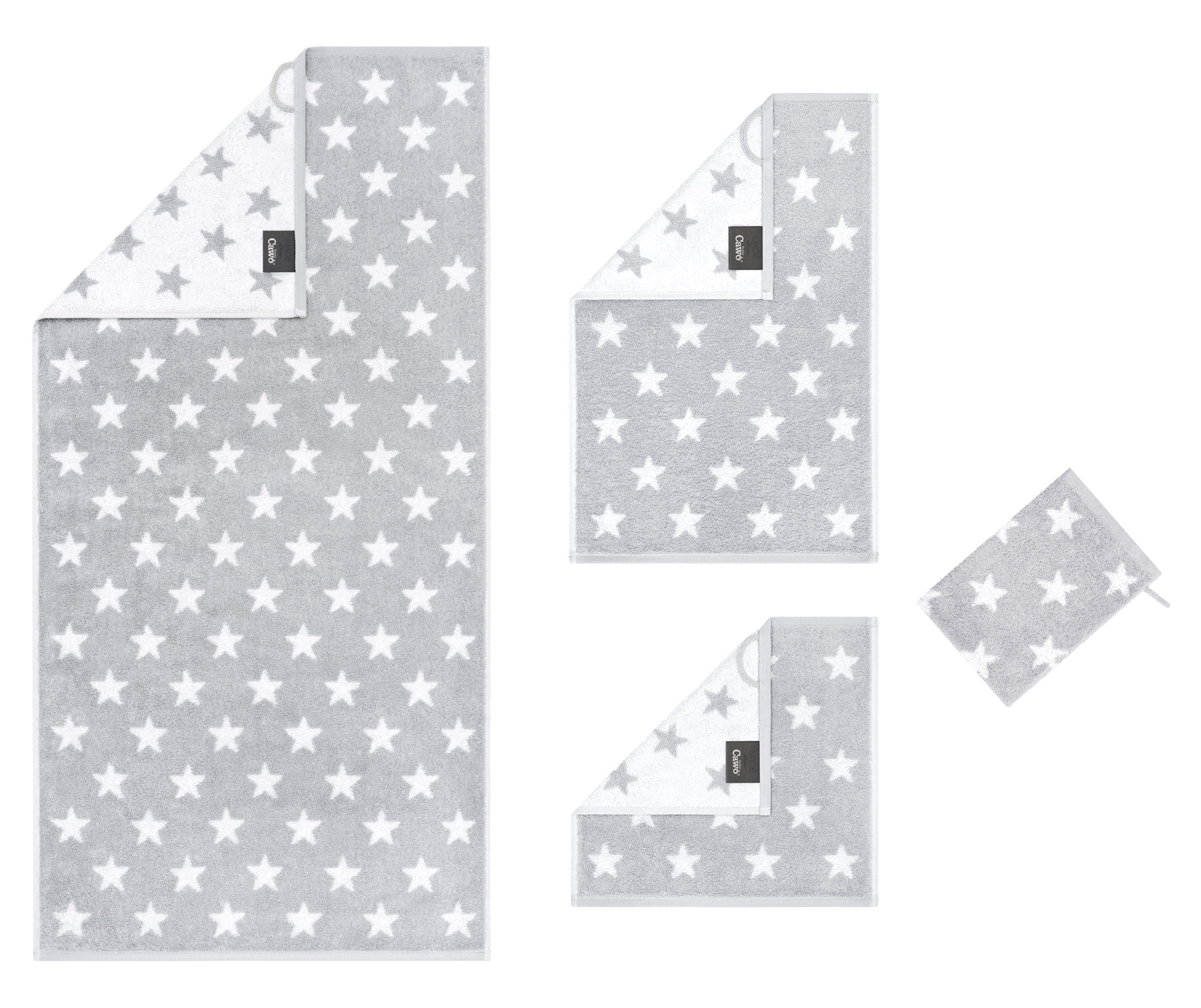 Cawö Handtuch New Stars 6261 | 76 platin/weiß