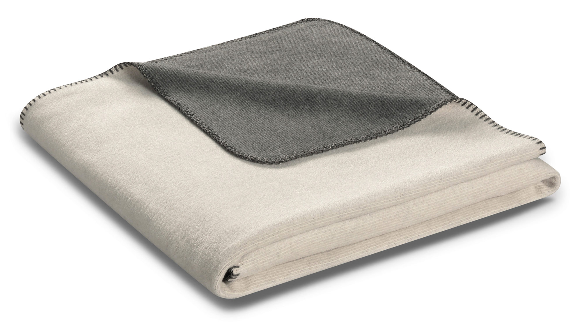 Biederlack Plaid / Decke Melange Doubleface | natur-graphit