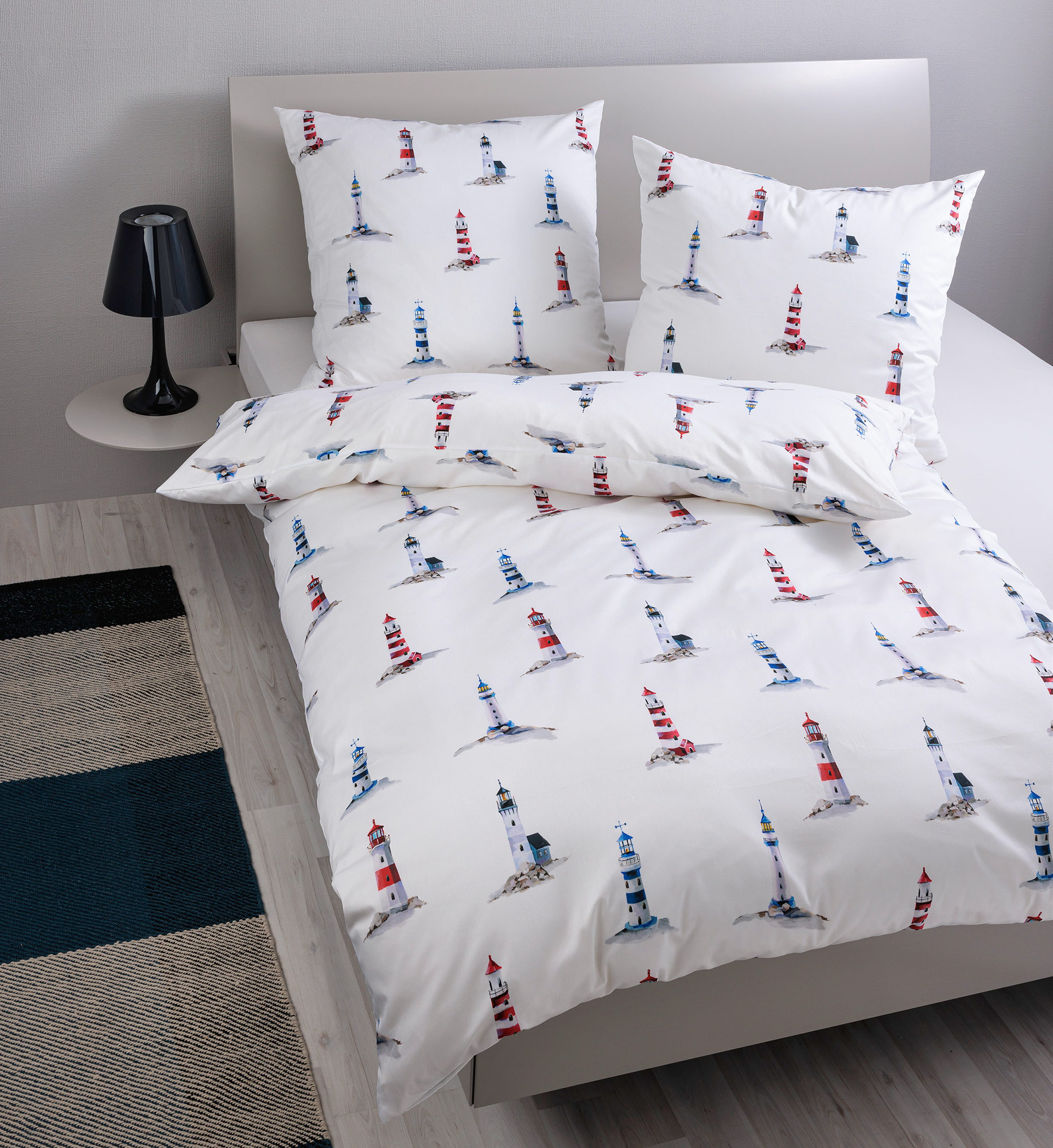 Janine Mako Satin Bettwäsche modern art S | 02 blau rot