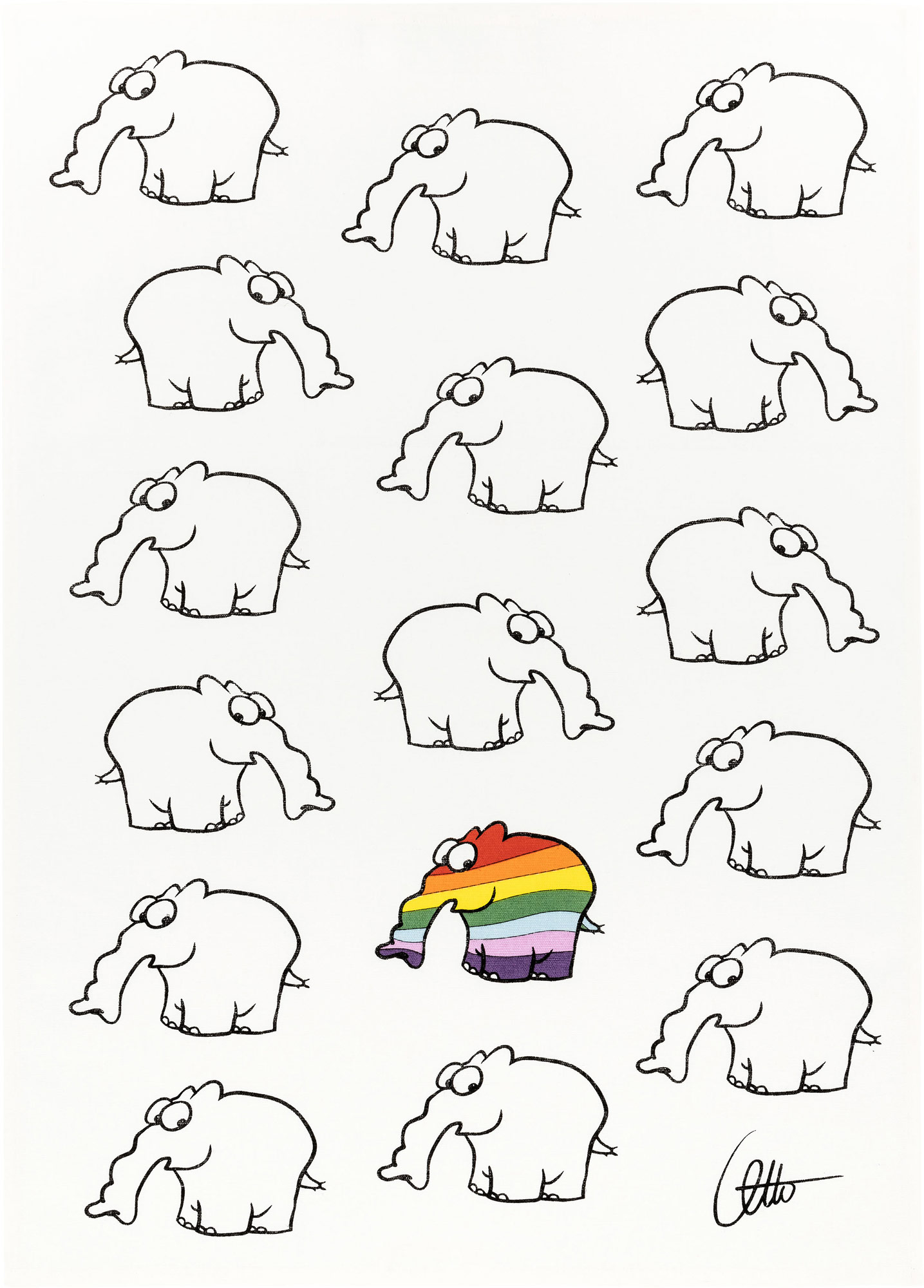 Kracht HL Küchentuch Druck Ottifant Rainbow