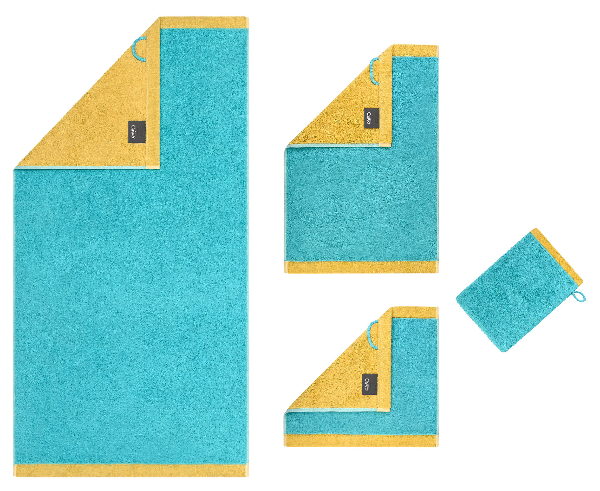 Cawö Duschtuch Lifestyle Splash 7071 | 15 türkis/apricot