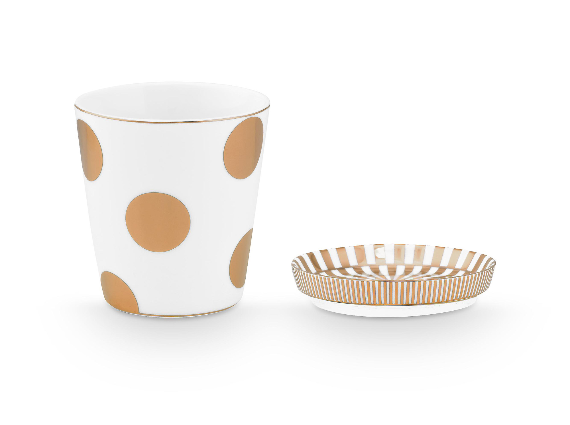 Pip Studio 2er Set Tasse & Teebeutelablage Dot Delight | Wei