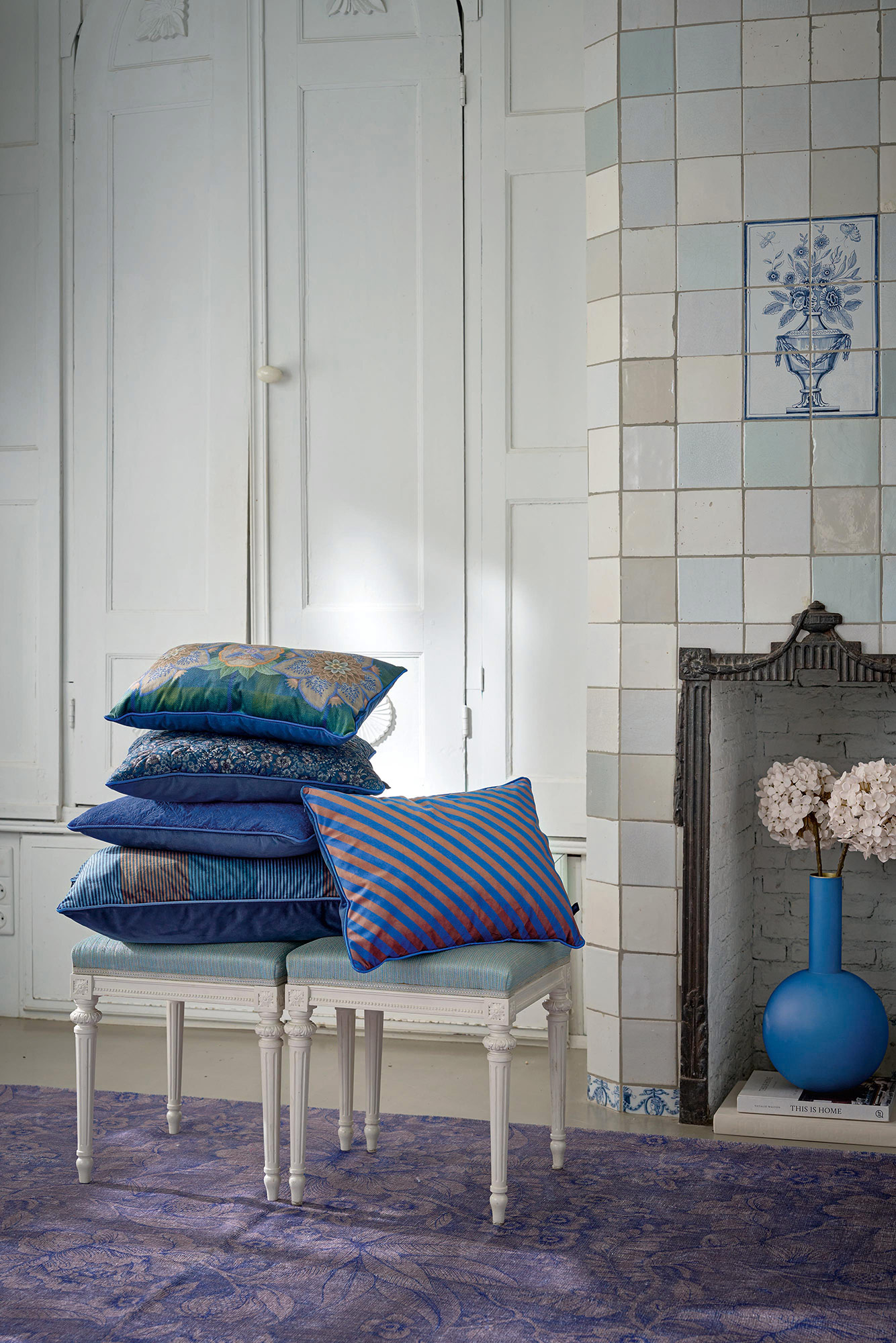 Pip Studio Kissen Quilted Daisy Dreams | blau