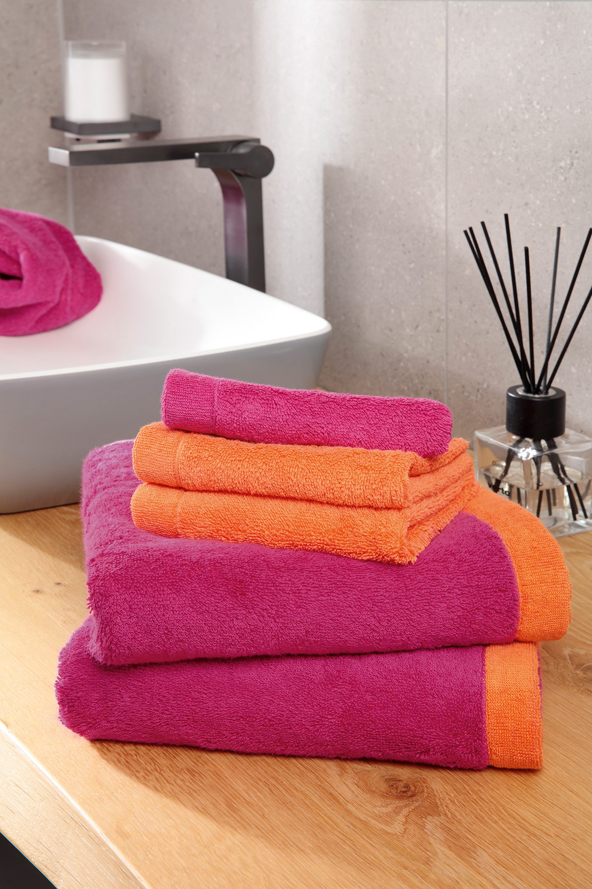 Cawö Handtuch Lifestyle Splash 7071 | 23 pink/mandarine