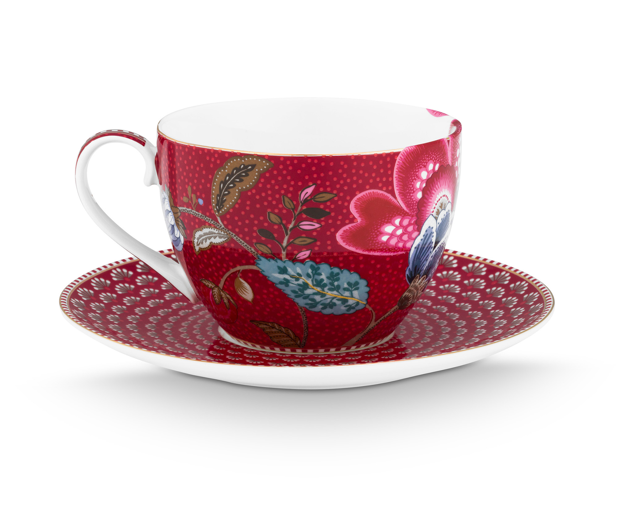 Pip Studio Tasse & Untertasse Blooming Tales | Dark Red