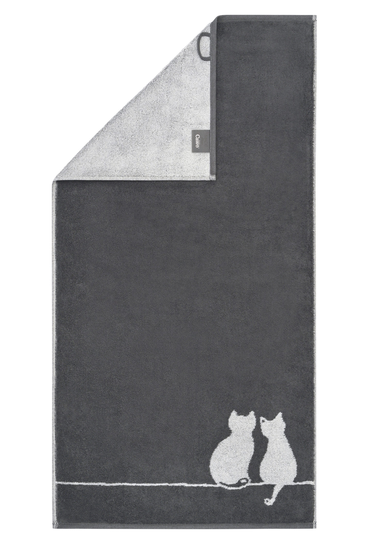 Cawö Handtuch Cute Cats | 77 basalt/platin