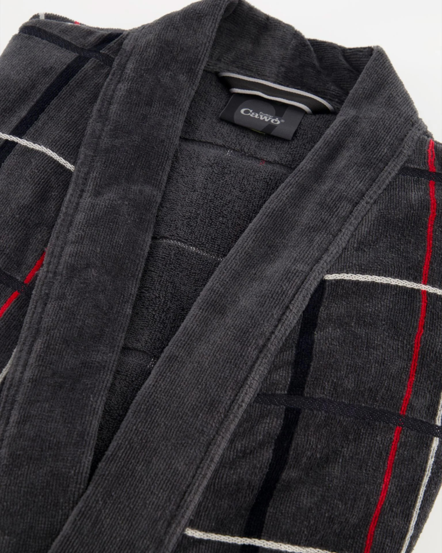 Cawö Herren Kimono-Bademantel 4853 | 79 anthrazit-rot