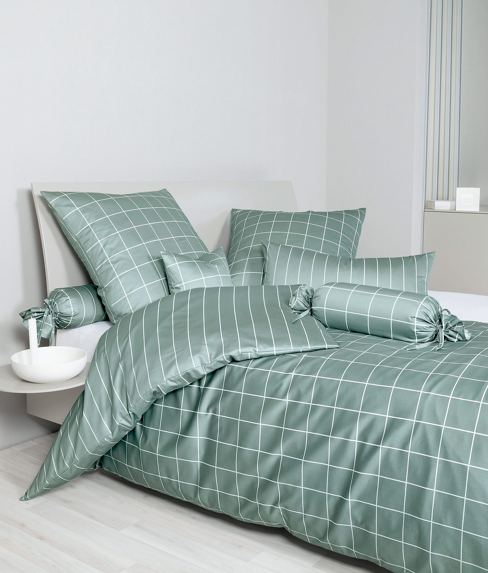 Janine Satin Bettwäsche modernclassic | 46 salbeigrün