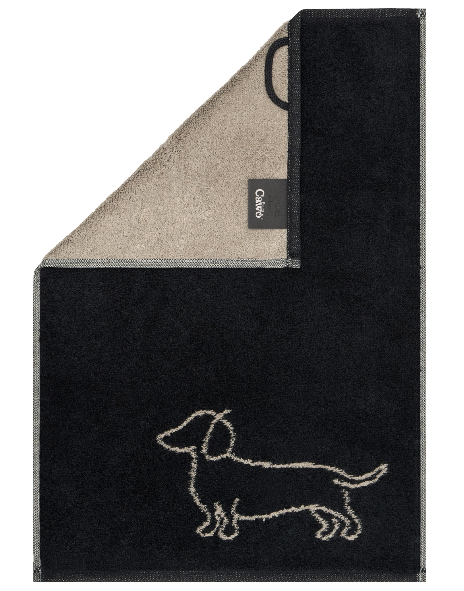 Cawö Gästetuch We love Dogs 6248 | 93 schwarz/beige