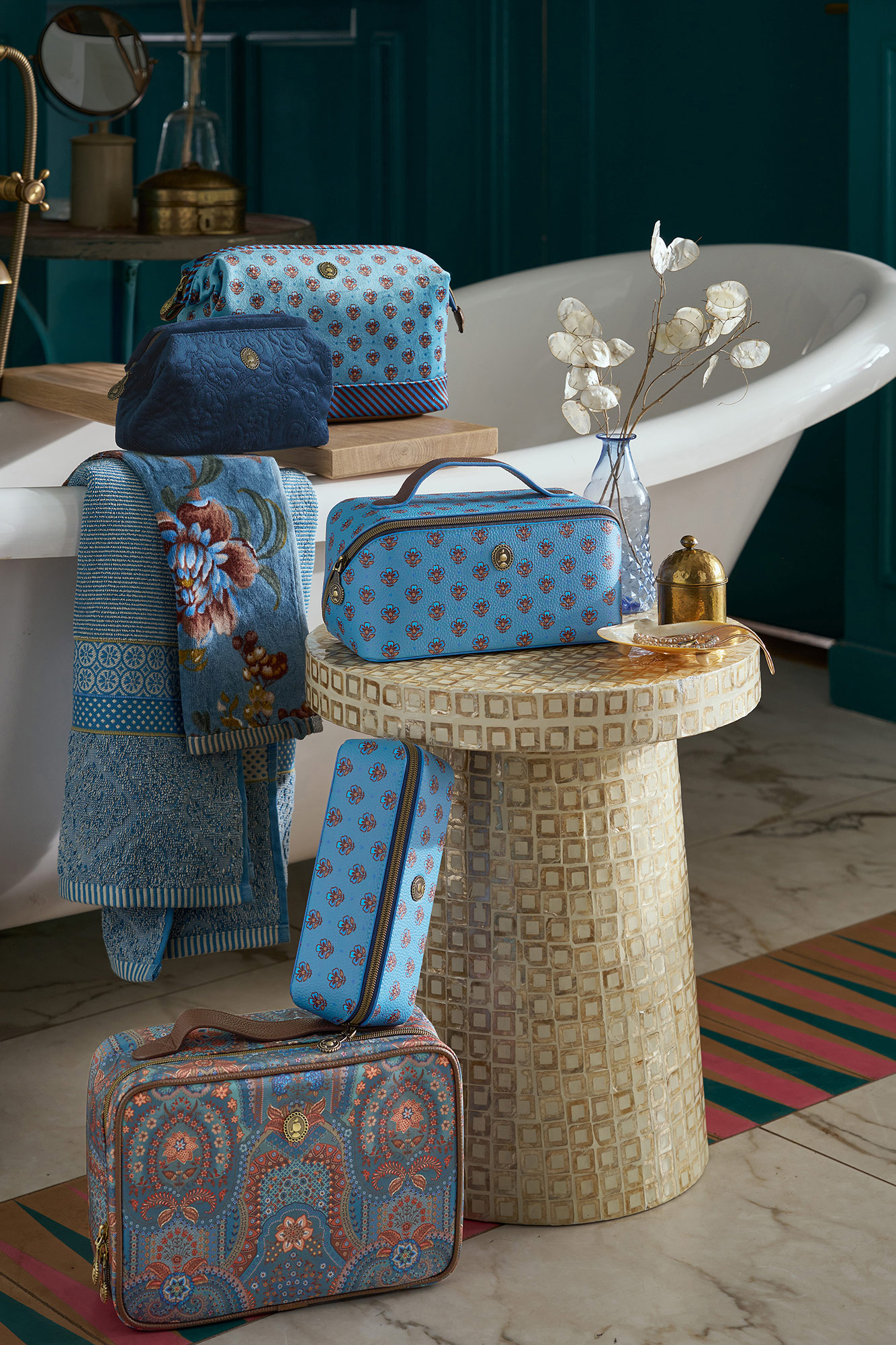 Pip Studio Kosmetiktasche Jaipur Flower | blau