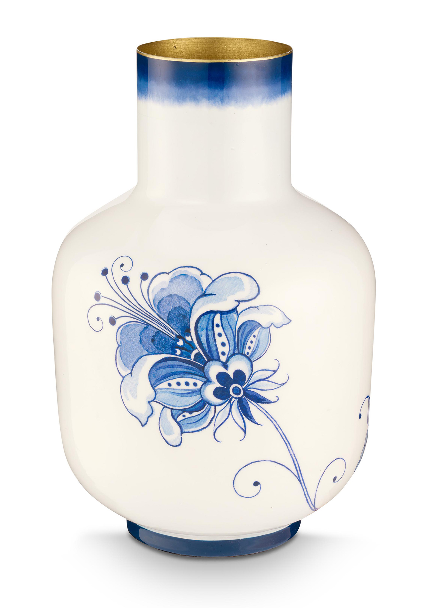 Pip Studio Vase Metall Blue Bird | blau