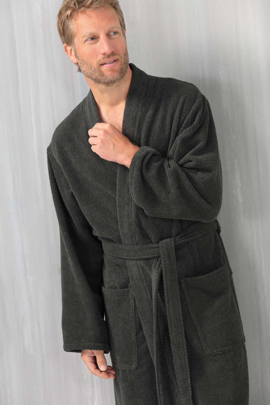 Cawö Herren Kimono-Bademantel  5622 | 740 basalt