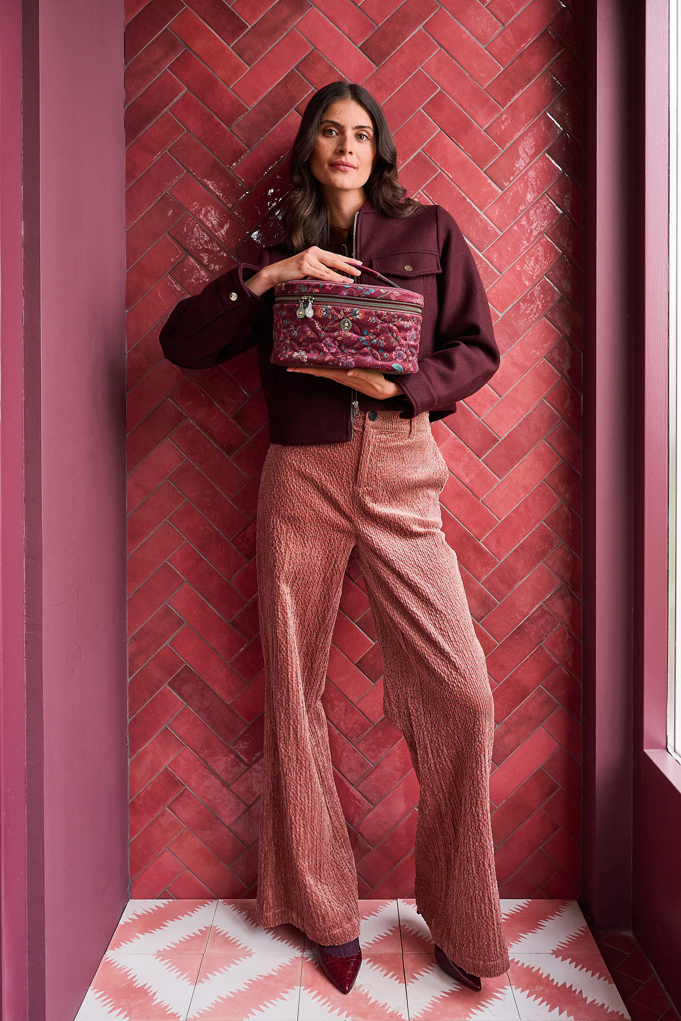 Pip Studio Beauty Case Flora Bangelore | dark pink