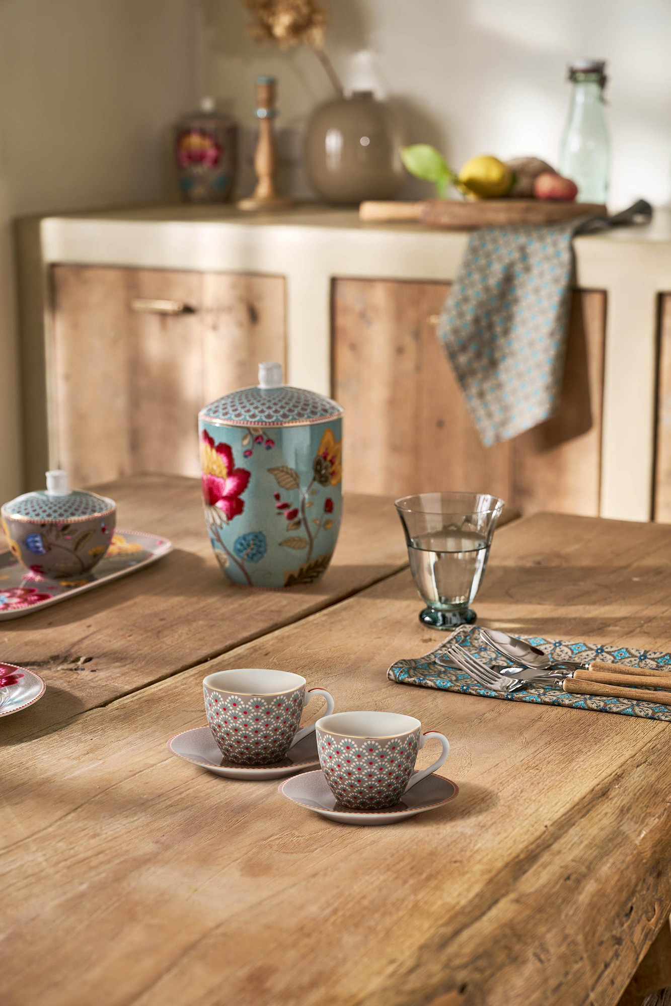 Pip Studio 2er Set Espresso Tasse & Untertasse Blooming Tale