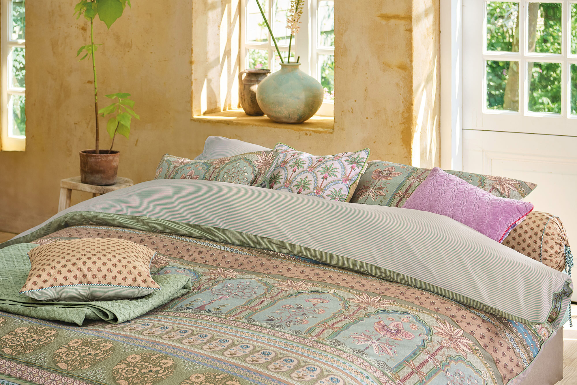 Pip Studio Perkalbettwäsche Bollywood Dreams | Grün