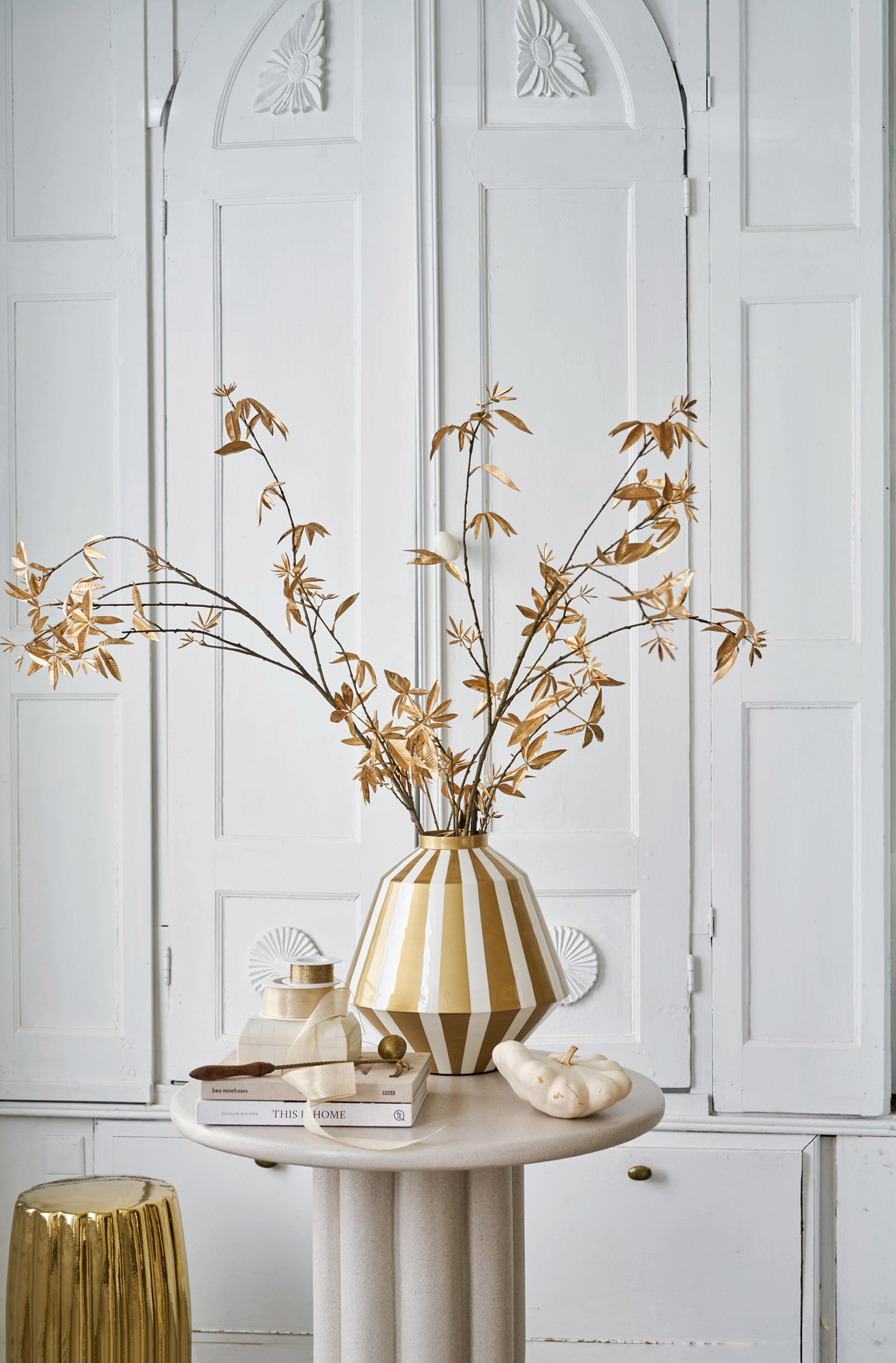 Pip Studio Metall Vase Streifen Royal Dot Delight | Weiss-Go