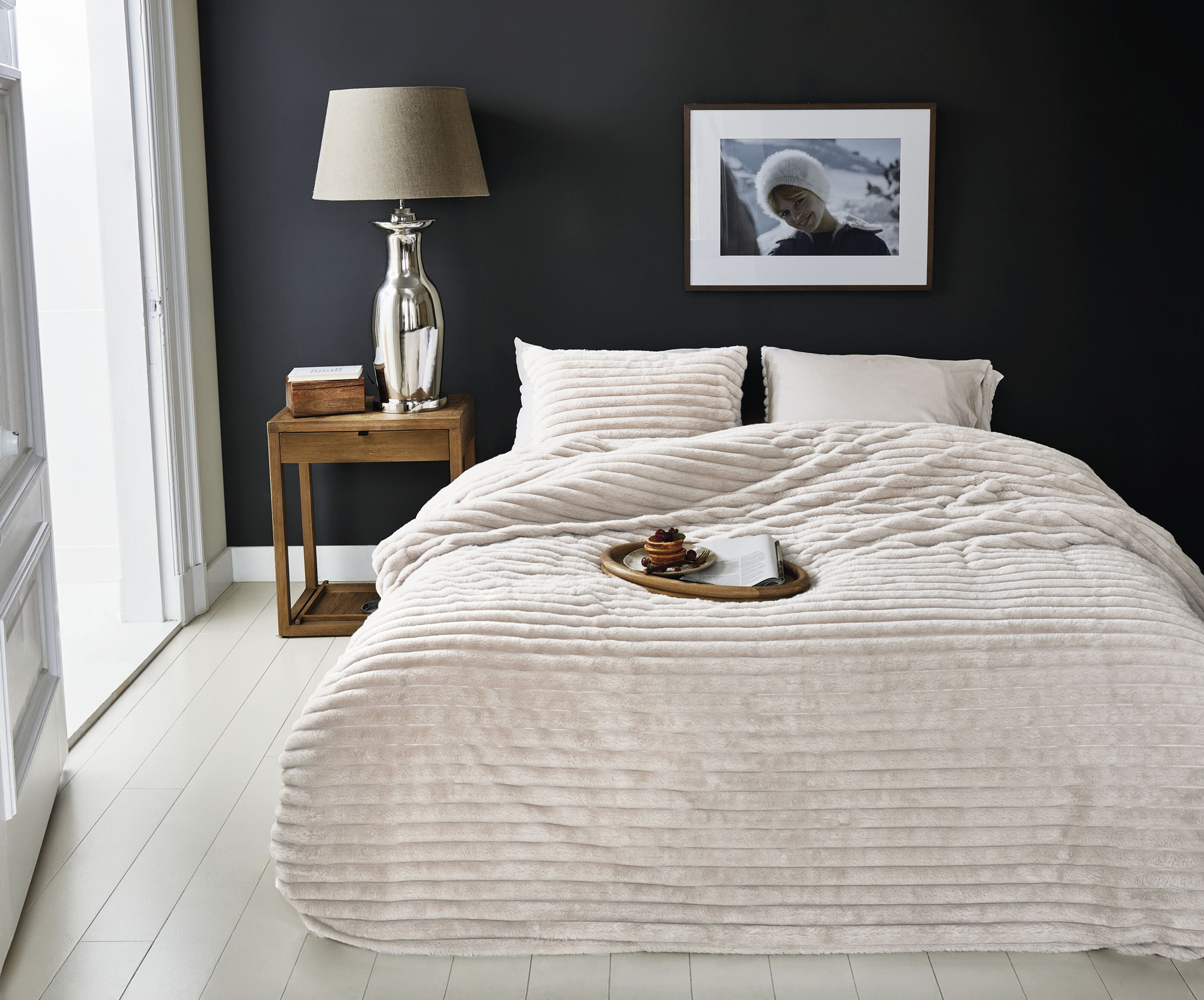 Riviera Maison Baumwoll-Bettwäsche Furry Stripes | Creme