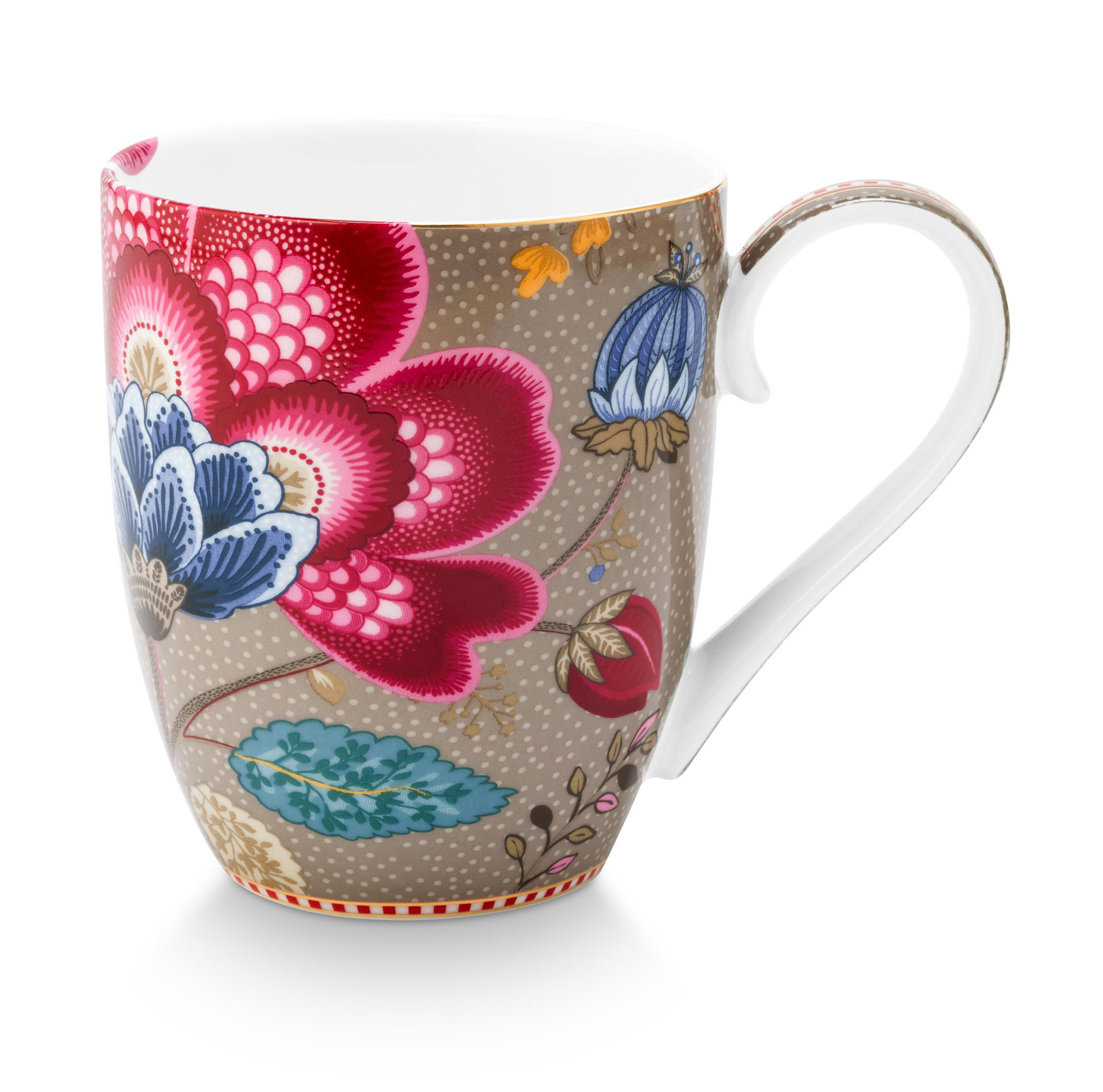 Pip Studio 4er Set Tassen XL Blooming Tales | Khaki