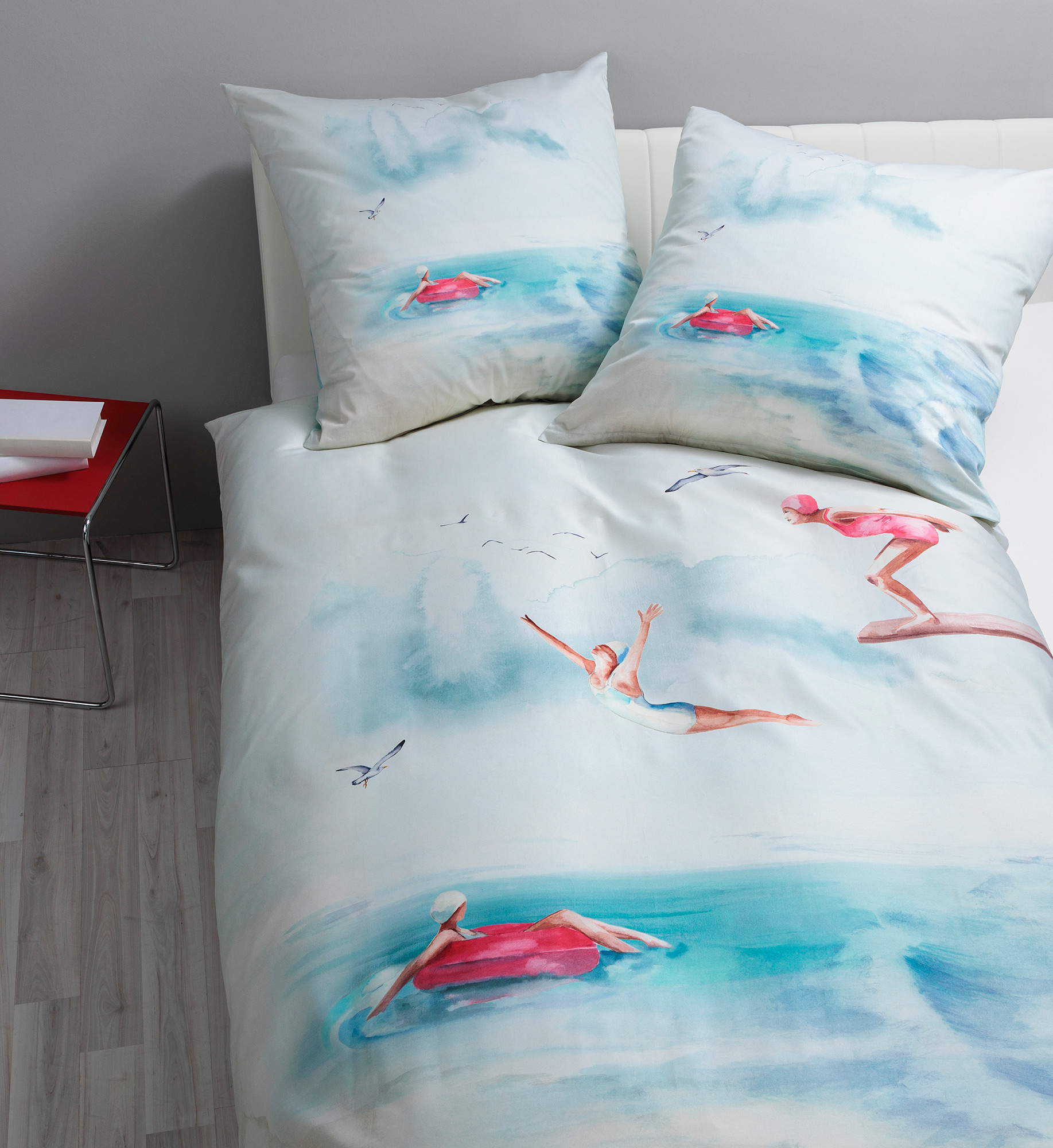 Janine Mako Satin Bettwäsche modern art S | 02 himmelblau